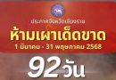 ประกาศ เชียงราย ห้ามเผาเด็ดขาด 1 มี.ค.-31 พ.ค.68 รวม 92 วัน พร้อมเปิดศูนย์ปฏิบัติการหมอกควันไฟป่า และ PM2.5 มุ่งป้องกันและแก้ไขปัญหา อย่างเป็นระบบ