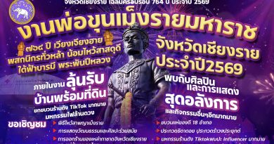 มาแล้วจ้า…งานพ่อขุนเม็งรายมหาราช…เริ่ม 26 ม.ค.-4 ก.พ.69